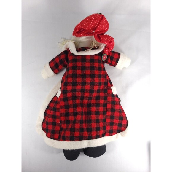 Vintage weighted Santa Doll wearing patched Robe and Hat Patchwork buttons - Picture 2 of 8